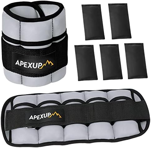 APEXUP Adjustable Ankle Weights for Women and Men, Modularized Leg Weight Straps for Yoga, Walking, Running, Aerobics, Gym (2–10lbs, Grey)