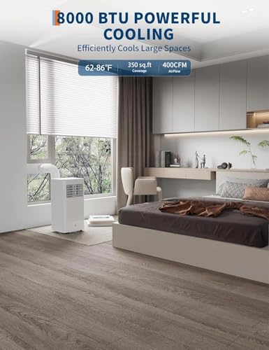 Image of Garvee 8,000 BTU Portable Air Conditioner, 3-in-1 Portable AC Unit with Cool, Dehumidifier & Fan Modes, Covers Rooms up to 350 sq.ft, Sleep Mode, Remote Control, Timer & Full Window Kit