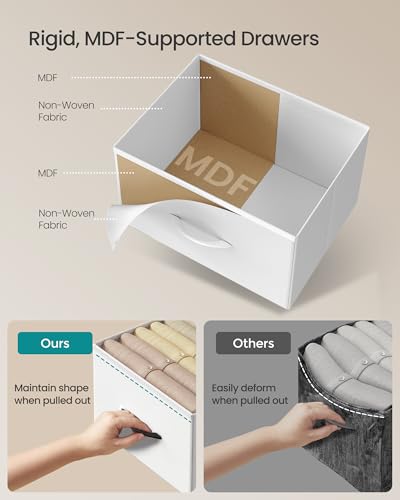 Image of SONGMICS BELLAH Collection - Dresser for Bedroom, Chest of Drawers, Storage Organizer Unit, Closet, Entryway, Steel, 9 Drawers, Modern, Cloud White and Snow White ULGS324W01S