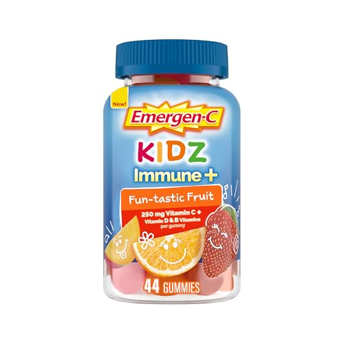 Emergen-C Kidz Vitamin C Immune Support Gummies Fun-Tastic Fruit 44CT includes Zinc, Manganese, B Vitamins and Vitamin D for Back to School Essentials