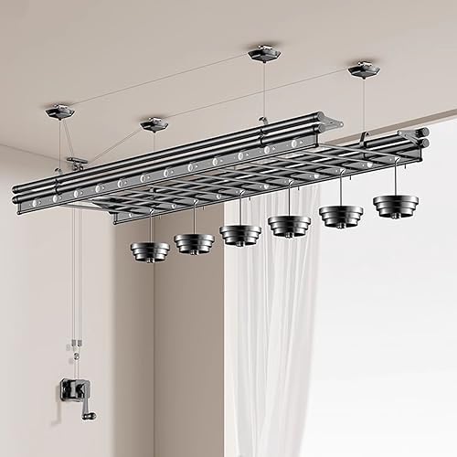 Electric Drying Rack - Manual & Automatic Clothes Hanger, 2.0m Ceiling-Mounted, Double Pole, Space-Saving Balcony Solution for Efficient Drying, Hand-Rocking Design