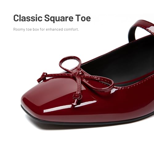 Image of Athlefit Women's Mary Jane Flats Dressy Comfortable Square Toe Ballet Flats Shoes with Buckle Strap