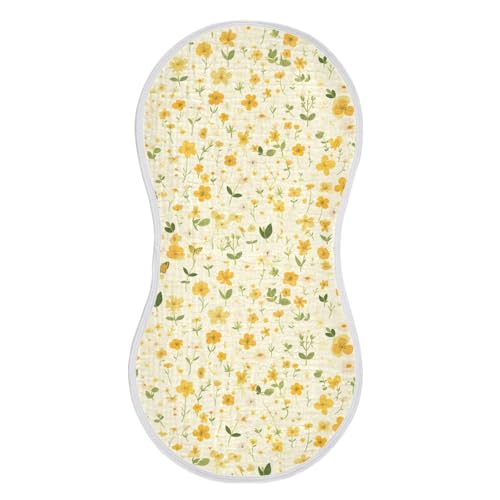 Small Yellow Flowers Cotton Muslin Baby Burp Cloths Good Absorbent Baby Rags for Unisex boy and Girl Set of 2, 22x11in2