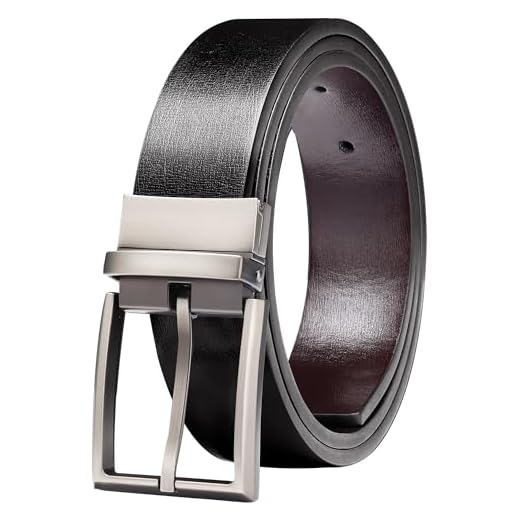 EsengNoyi Cinto masculino de couro reversível, cinto preto de 3 cm marrom reverso para vestido, Preto, Waist 30"-32"