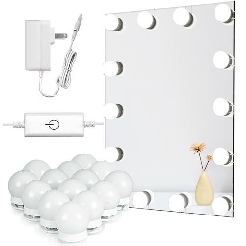 Waneway 14 Bulb Vanity Lights for Mirror, Plug-in Power Adapter & Touch Dimmer, 6,000K, 1350 Lumens (Mirror Not Included)