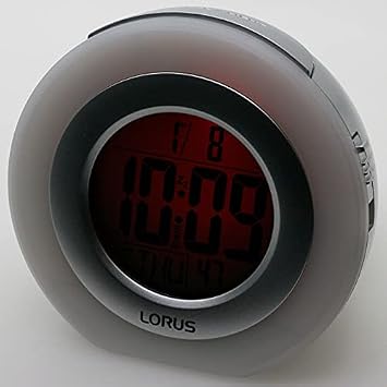 Lorus Clocks LCD Bedside Alarm Clock LHL027S Colour Changing Bezel Snooze and Calenda