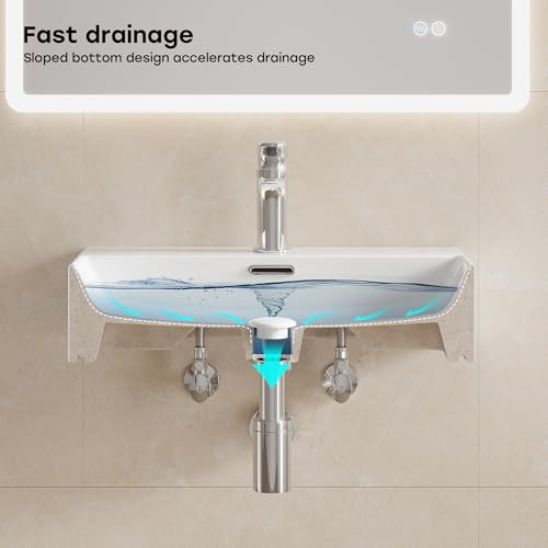 Lavabo de cerámica para baño HOROW de 50x42x14 cm rectangular blanco 8