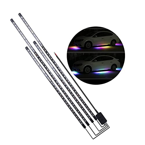 Nitiaukely APP Controls Decorative Musical Rhythm Neon Light Strip Set for Car, Pickup Truck, Van, SUV (4Pcs LED Underglow Lighting Strip for Sedan 23.62x35.43 inch)