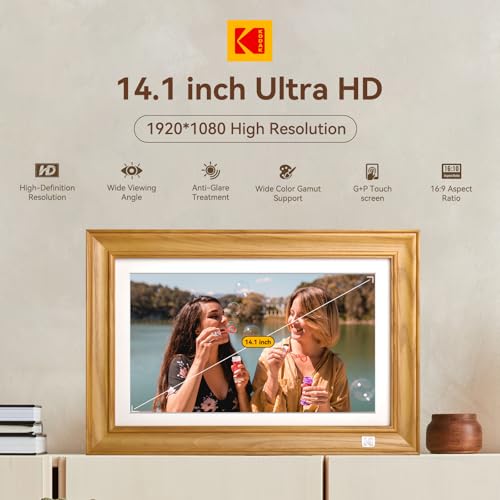 image for Kodak 14.1 Inch Smart WiFi Digital Picture Frame 1920x1080 Touch Scree