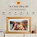 Kodak 14.1 Inch Smart WiFi Digital Picture Frame 1920x1080 Touch Screen, Auto-Rotate, Built in 32GB Memory, Share Photos and Videos for Anywhere Anytime, for Friends and Family (Wood)