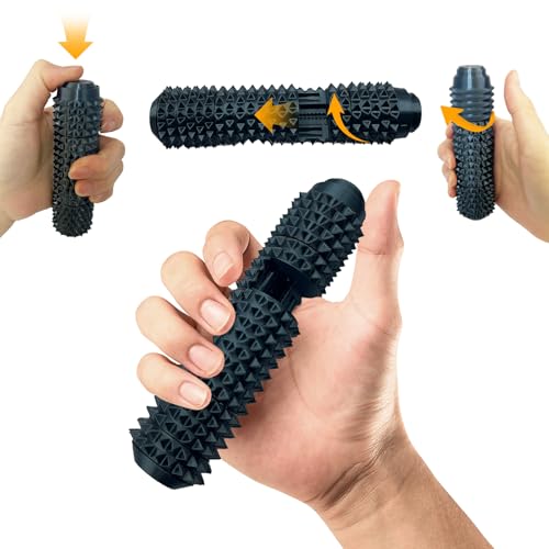Little Ouchies Spiky Pain Relief Fidget Toy, Clicker Spinner Roller with Little Ouchies Pressure Stim, Portable Handheld Stress Relief Tool for Focus, Tactile Sensory Stim Toy Gift for Adults(Black)