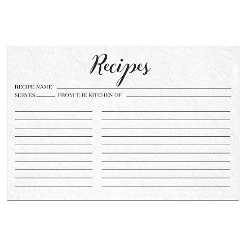 48 Elegant Black and White Recipe Cards from Dashleigh, 4x6 inches, Water-Resistant, Long-Lasting and in the Dashleigh Prestige Gift Collection