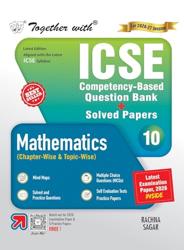 Image of Together with ICSE Question Bank Class 10 Maths for 2027 board exams| With 10+ Years' PYQs, CBQs, Examination Paper 2026 & Practice Papers