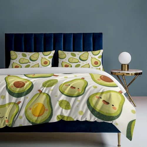 Juego de ropa de cama de microfibra de 3 piezas infantil con funda de edredón de aguacate 8