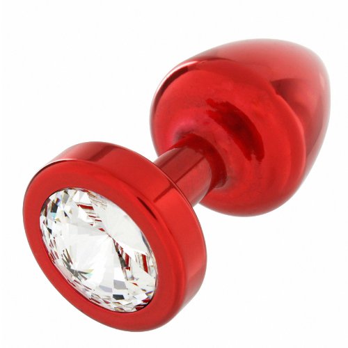 Plug anal crystal rouge 25 mm en métal chromé de haute qualité