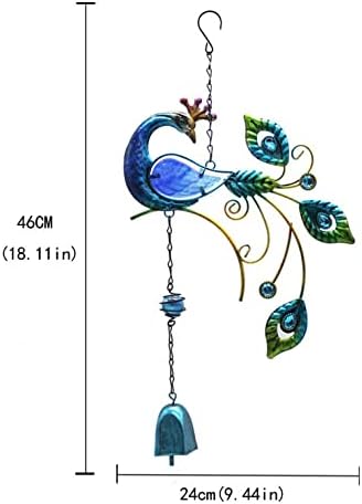 Seeroo | Garden Ornaments Outdoor | Patio Lawn Yard Decoration | Metal Peacock Wall Decor | Outdoor Wind Chime | Outdoor Blue Hanging Decoration for Home Bedroom Garden Patio Porch