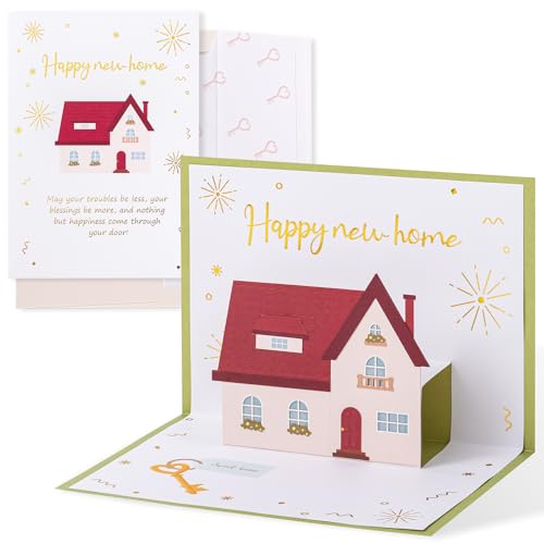Crisky 3D Happy New Home Card Housewarming Greeting Card for Couple Friends Family Welcome Home Happy Moving Gift Congratulations Moving Card with Warm & Moving Blessings