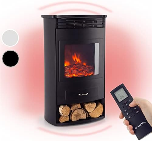 Klarstein Electric Fireplace, Electric Log Burner Indoor, 1900W Electric Fire Free Standing Flame Electric Fire Place with LED Flame Effect, Fake Fireplace, Remote Control, Adjustable Thermostat Timer