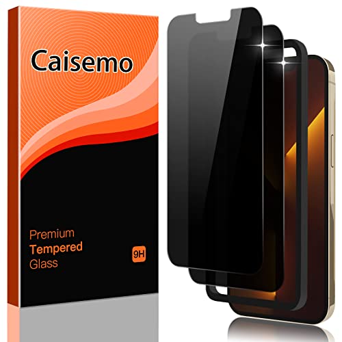 Caisemo 2 Pack For iPhone 13 Pro Max 6.7 Privacy Tempered Glass Screen Protector Anti Spy with Installation Frame 9H Hardness Anti Scartch