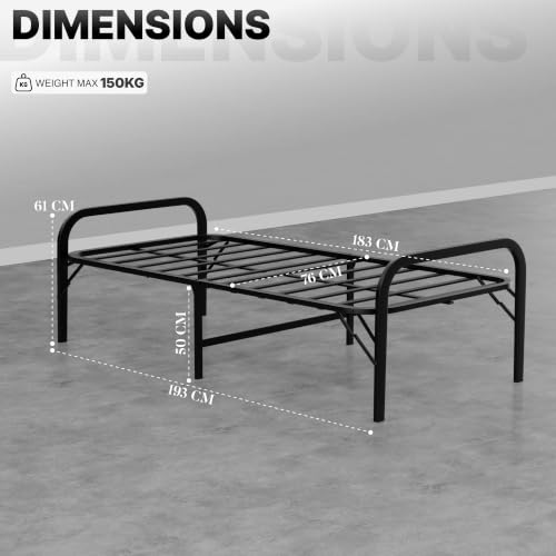 Image of beAAtho Metal Folding Single Bed Without Mattress | Guest Bed | Easily Storable Bed | Space Saving Single Bed | Sturdy Bed Frame (2.5ft x 6ft) (Without Mattress)