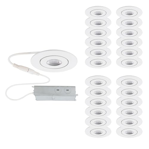 WAC Lighting Lotos 2in LED Round Adjustable Recessed Light 3000K Warm White 6W 530 Lumens IC-Rated Airtight 120V-277V Universal in White (Pack of 24)