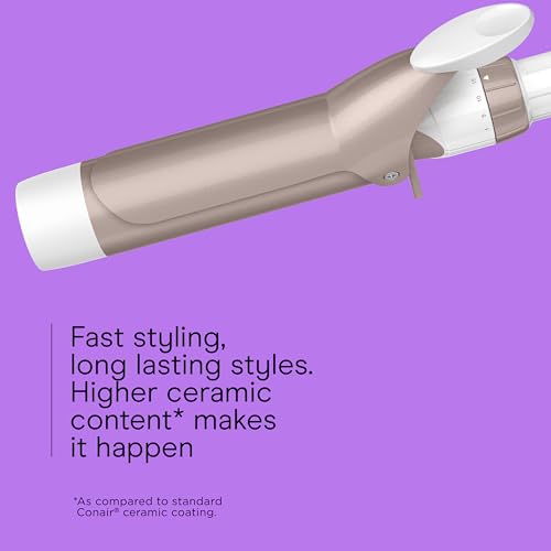Image of Conair Double Ceramic 1 -Inch Curling Iron with Claw Clip, 1 -Inch Barrel Creates Soft Waves, Hair Waver for Use on Medium & Long Hair, White /Rose Gold