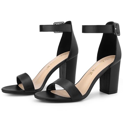Image of Allegra K Women's Open Toe Chunky High Heel Buckle Ankle Strap Sandals