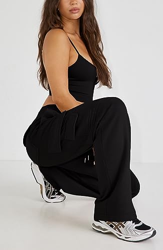 Waitfairy Wide Leg Sweatpants Women Cargo Pants Fleeece High Waisted Baggy Sweatpants for Women Casual Pants with 8 Pockets3