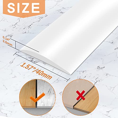 Floor Transition Strip Self Adhesive, Floor Cover Strips Floor & Door Flat Transition Floor Gap Covering Joining Floor Flat Divider Strip (20Ft, White) #TOP1