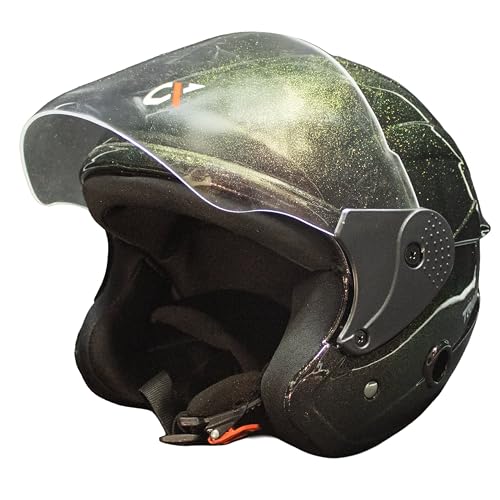Image of Cortex TRIGER Half Face Helmet Glossy Finish with Scratch Resistant Polycarbonate Visor, Hard ABS Shell Helmet for Men and Women | Clear Visor, Lightweight
