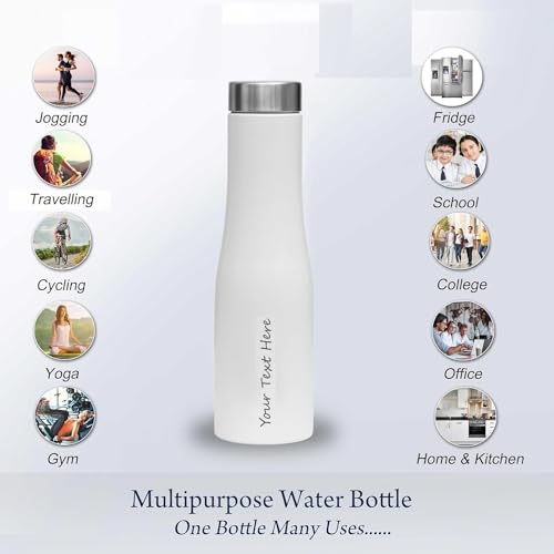 Image of customized water bottle | personalized water bottle | gifts for HIM /HER | water bottles for school | gift for employees | Pack of 1 | Corporate Gifts Black- 1000 ml (Flora White 1000ml)