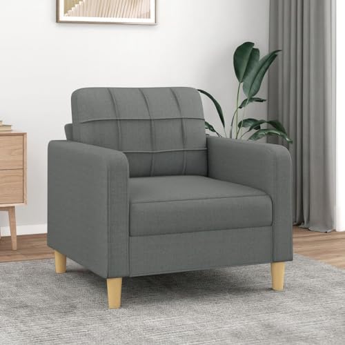 Willood Sofasessel Sessel mit Metallgestell, Sofa für Wohnzimmer, Relaxsessel Fernsehsessel TV Sessel Polstersessel Stoffsofa Dunkelgrau 60 cm Stoff