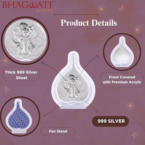 Image of 999 Pure Silver Shrinathji Paan Stand | Idol with Pooja Pan for Home Temple, Office & Hall Decor | Luxury Spiritual & Corporate Gift | Tabletop 4.25 inch x 3 inch inch