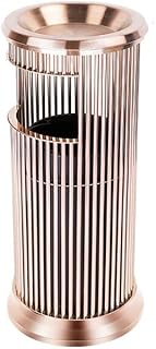 WUHUQN Cubo de basura cilíndrico para exteriores, cubo de basura vertical de acero inoxidable con bandeja superior para cenicero, contenedor de residuos comercial duradero para uso en interiores y