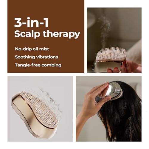 Image of Lifelong Scalp Massager Oil Mist Comb with Essential Oil Applicator - Electric Head Massager & Oil Dispenser for Hair Growth, Detangling, Dandruff, Dry Scalp,Itchy Scalp | Type-C Rechargeable for Men & Women
