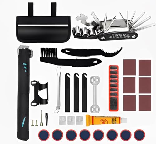 Fahrrad Reparaturset 16Pcs Fahrrad Notfallset mit 16-in-1 Fahrrad Multitool Fahrradwerkzeug für Unterwegs Fahrradpumpe und Alles was Du Brauchst, für Mountainbike Rennrad Travel Tool Kit Fahrrad Reparaturset 16Pcs Fahrrad Notfallset mit 16-in-1 Fahrrad Multitool Fahrradwerkzeug für Unterwegs Fahrradpumpe und Alles was Du Brauchst, für Mountainbike Rennrad Travel Tool Kit
