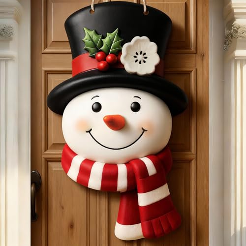 Vicenpal Winter Snowman Wooden Hanging Sign Farmhouse...