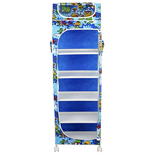 Image of Little One's | 6 Plastic Shelves Foldable Baby Storage Box (Made in India), ISI Certified, Unbreakable Material, (Steel Structure)| Jungle Blue | H6 /AB