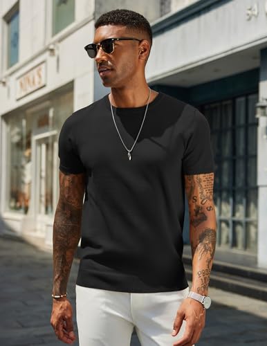 COOFANDY Men's Crewneck Sweater Short Sleeve Casual Basic Tops Classic Fashion Knit Pullover Tees3