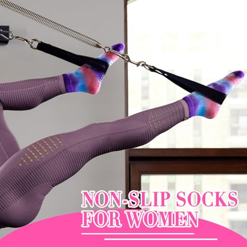Image of 2PCS Non-Slip Pilates Yoga Socks with Grips for Women - Stylish Crew Socks for Ballet, Dance, Workout, and Pregnancy