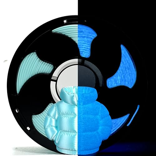 Image of Silk Glow in Dark Clear Sky Blue PLA 1.75mm 1kg Luminous 3D Filament FDM | Shiny Smooth Finish Surface Luminous Blue Bright Night Light printing Hide layer line 1kg spool 2.2lb for Printer Bambu Ender