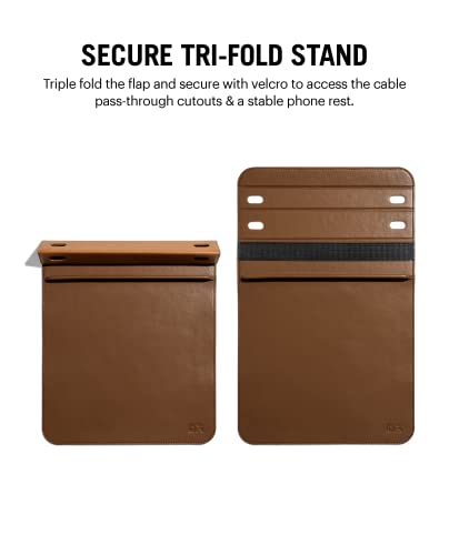 Image of DailyObjects Trigono Mouse Pad | Extended for Laptop, for PC, and Wireless Mouse | Precise Cable Cut-Outs | Water Resistant | Phone Holder | Vegan Leather Finish for Home, Office, Gaming -Brown