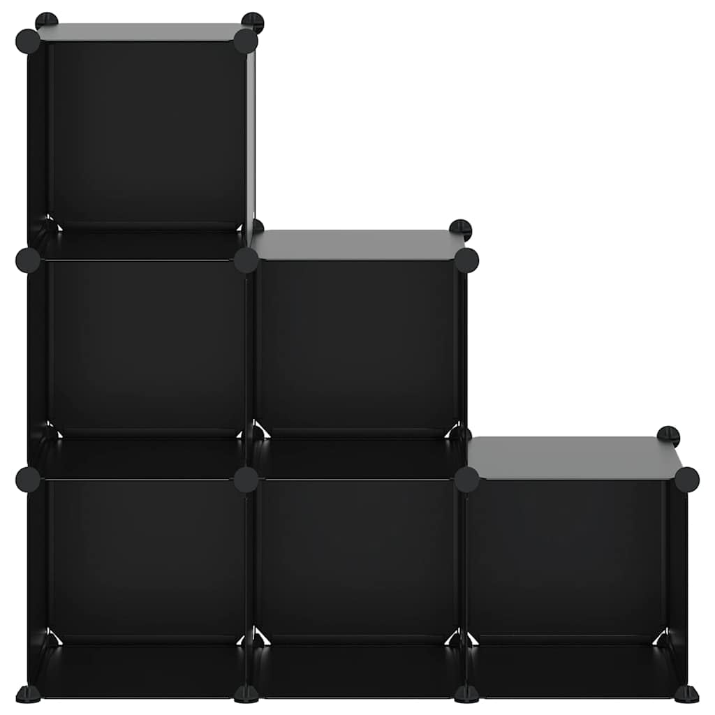 vidaXL 6× Cubes de Rangement Étagère Escalier de Bureau Armoire de Dortoir Organisateur de Rangement Panneaux Empilables Intérieur Noir PP