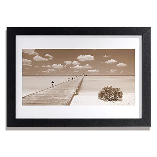 Affiche avec cadre murale pour habiller un mur vide paysage pont de mer 30x20