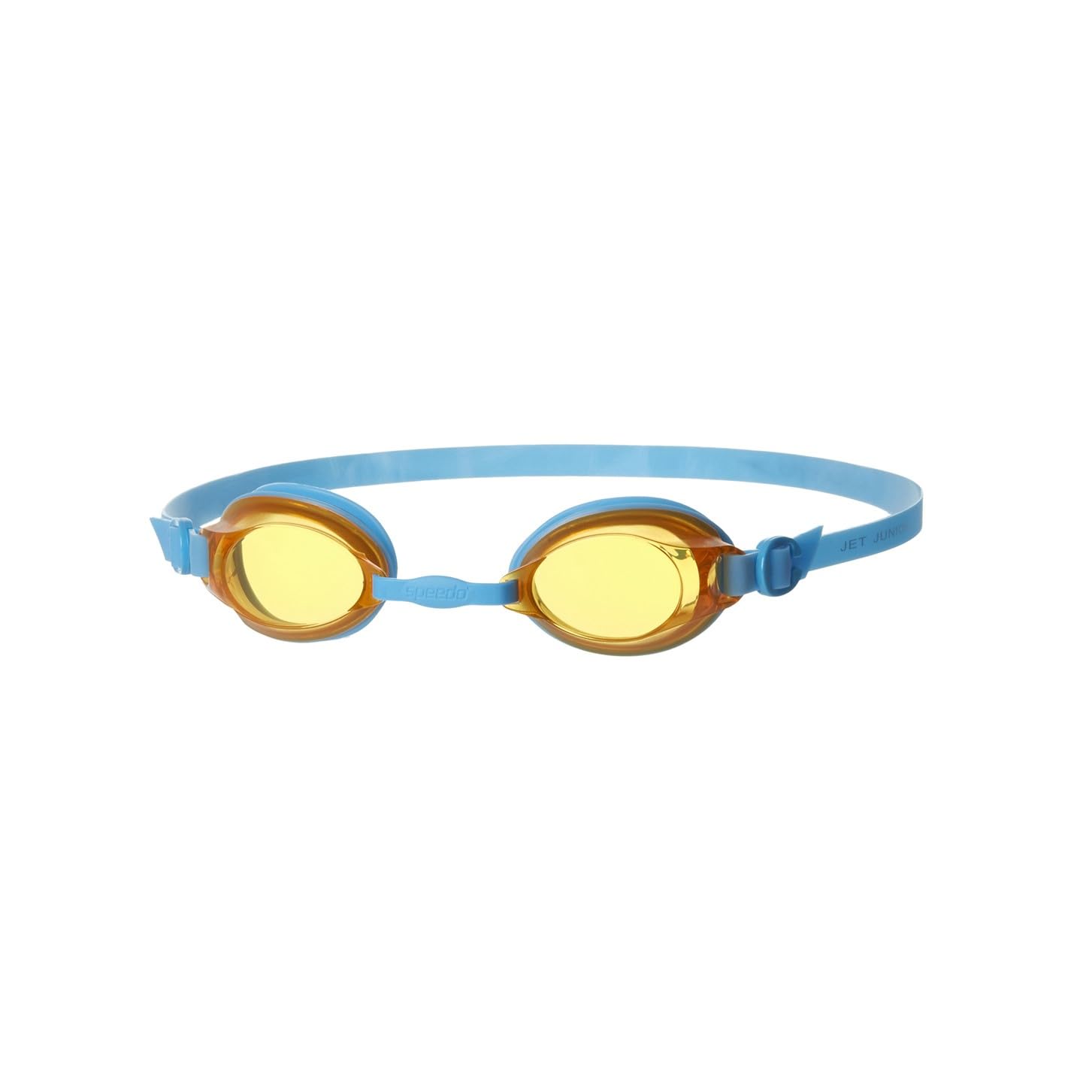 Speedo Unisex-Youth Jet V2 Swimming Goggles | Kids Swim | Comfortable Fit | Adjustable Design | Anti-fog | Anti-leak | Learn to Swim, Japan Blue/Sunset, One Size — image 1