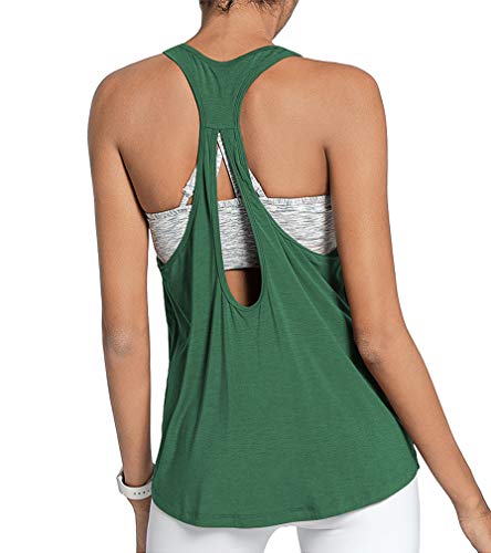 DIBAOLONG Womens Cute Open Back Yoga Tops Summer Activewear Workout Clothes Exercise Fitness