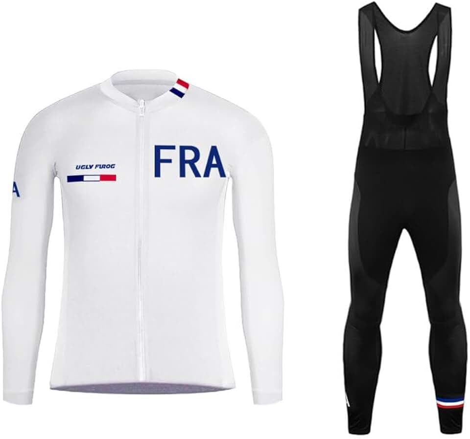 UGLY FROG Maillot de Cyclisme à Manches Longues pour Hommes Maillot de Cyclisme Respirant à Séchage Rapide Automne Équipe de France CXMK01