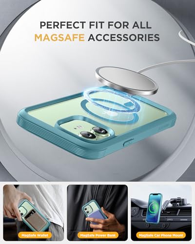 Image of Miracase Glass Series Designed for iPhone 12 /12 Pro 6.1 Inch, Upgrade Full-Body Magnetic Case with Built-in 9H Tempered Glass Screen Protector, with Camera Lens Protector, Magnetic Green