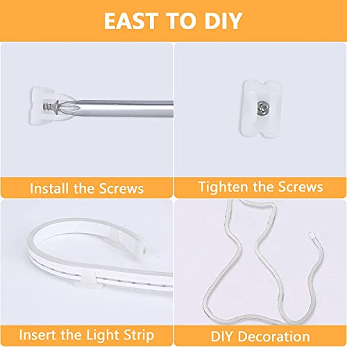 200Pcs Led Neon Flex Mounting Clips,Led Strip Light Install Fittings Clips, Fixing Clips Accessories Silicone Led Neon Strip Lighting, Make The Neon Signs 6 X 12 Mm(200 Screws,200 Clips) #TOP2