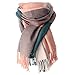Women's Long Plaid Blanket chunky oversized big warm Scarf | tartan Wrap | plaid shawl (Pink scarf)